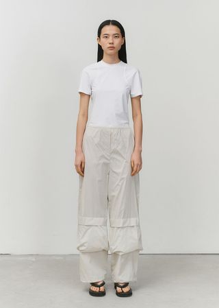 drawstring pocket pants, light beige