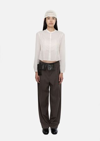 Pintuck Slim Shirt, Ivory