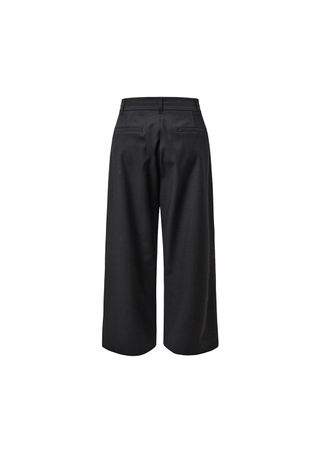 wide tuck pants, black