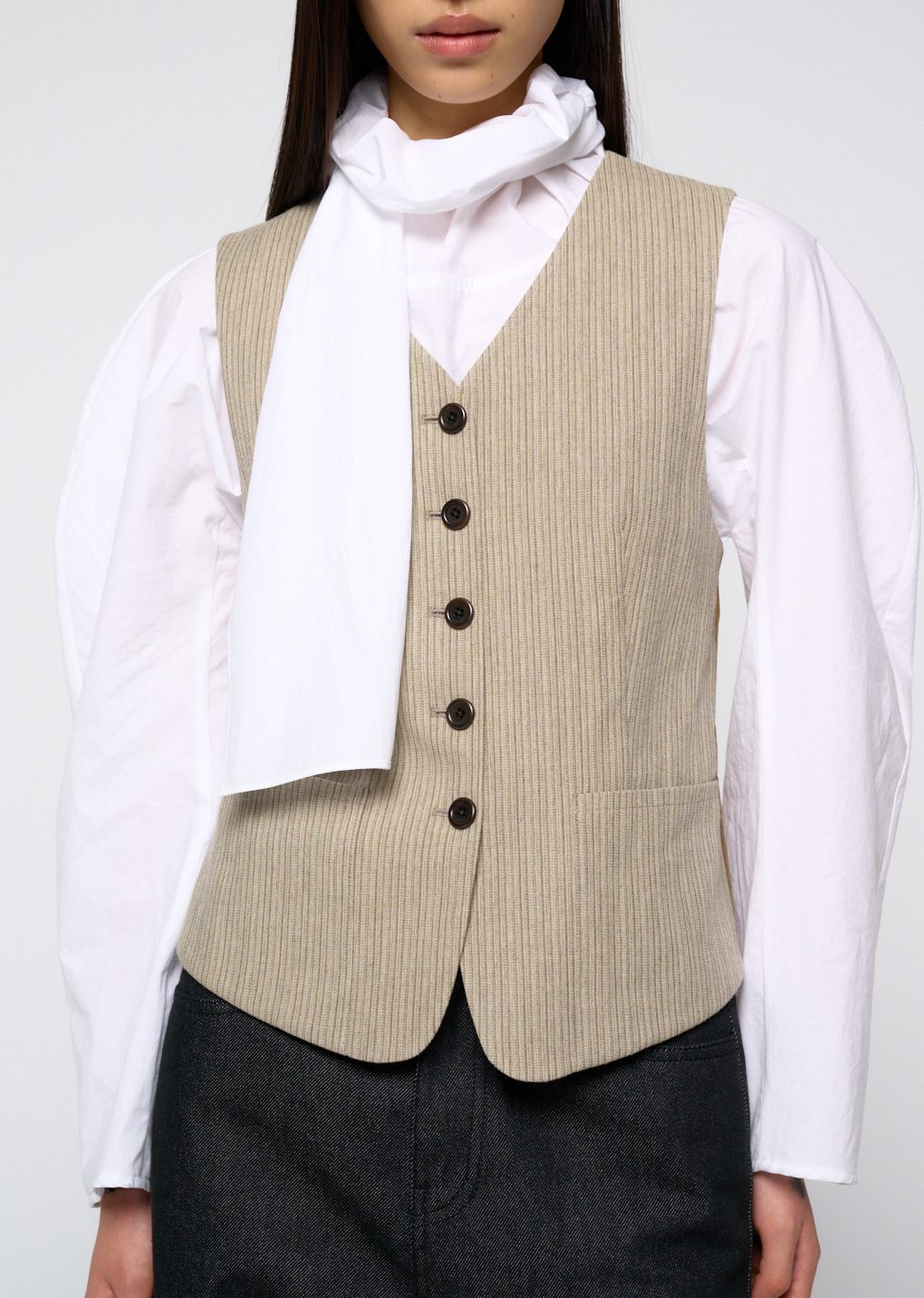 Stripe pocket vest, Beige 사진 3/4