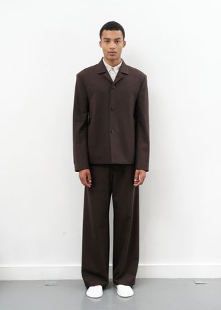 oversized wool jacket, dark brown