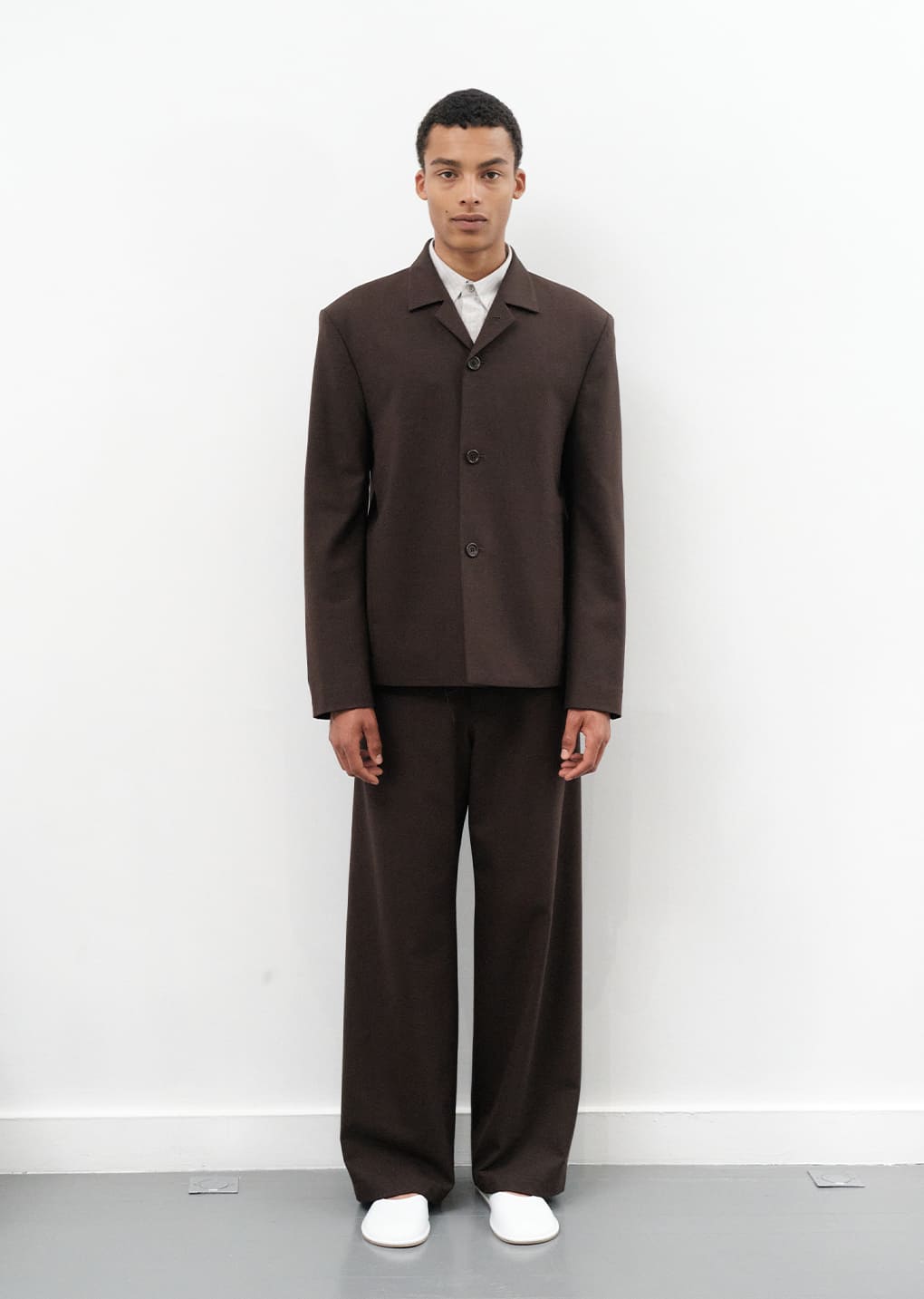 oversized wool jacket, dark brown 사진