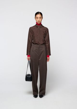 Silk floral shirt, Brown