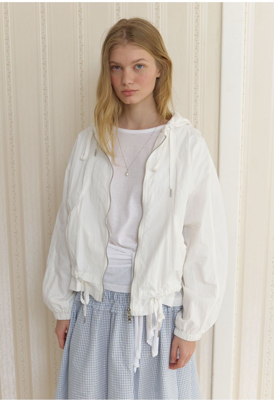 A HOODED WINDBREAKER JACKET_WHITE