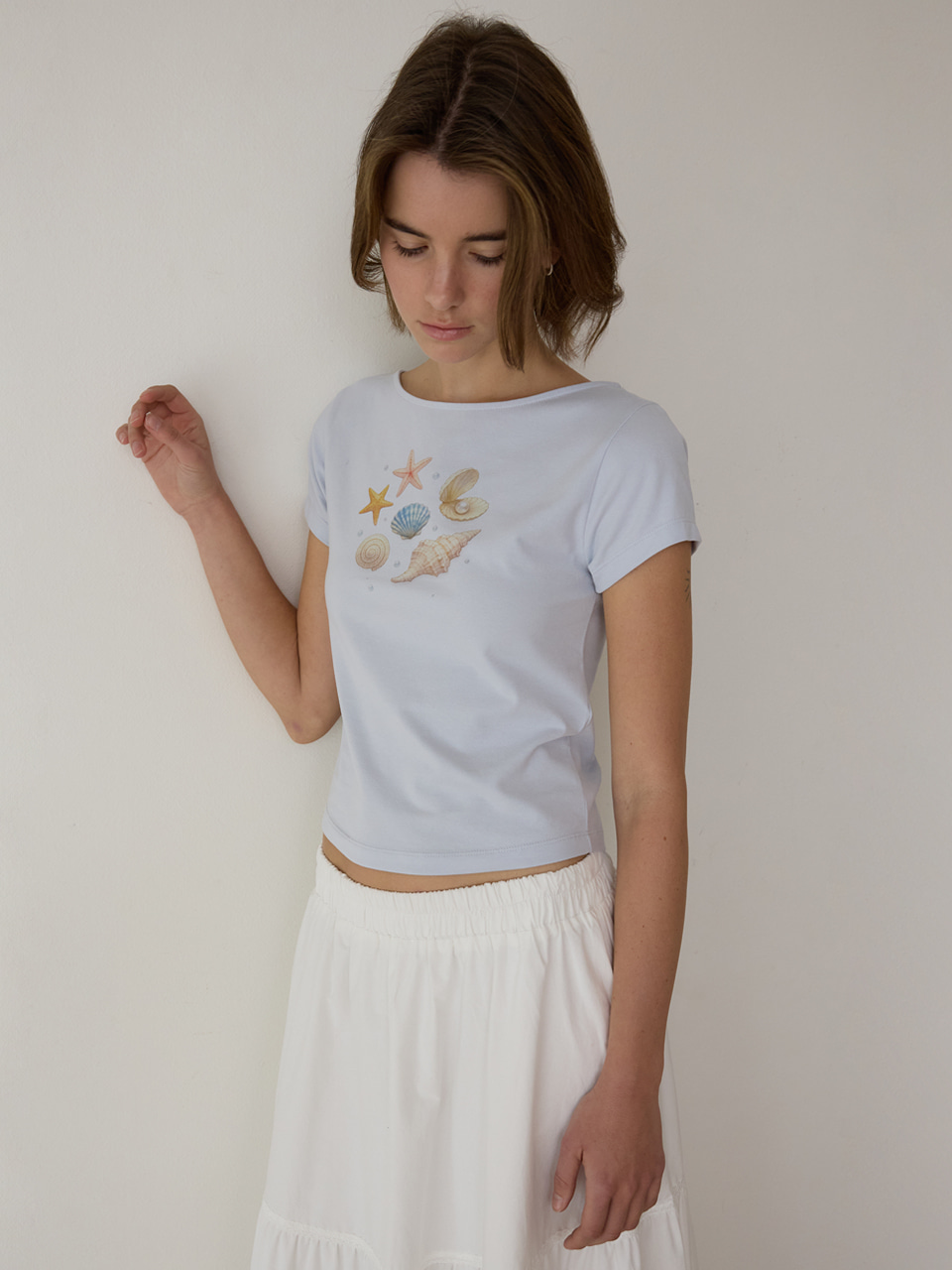 A PEARL SHELL TEE_LIGHT BLUE 사진 2/4