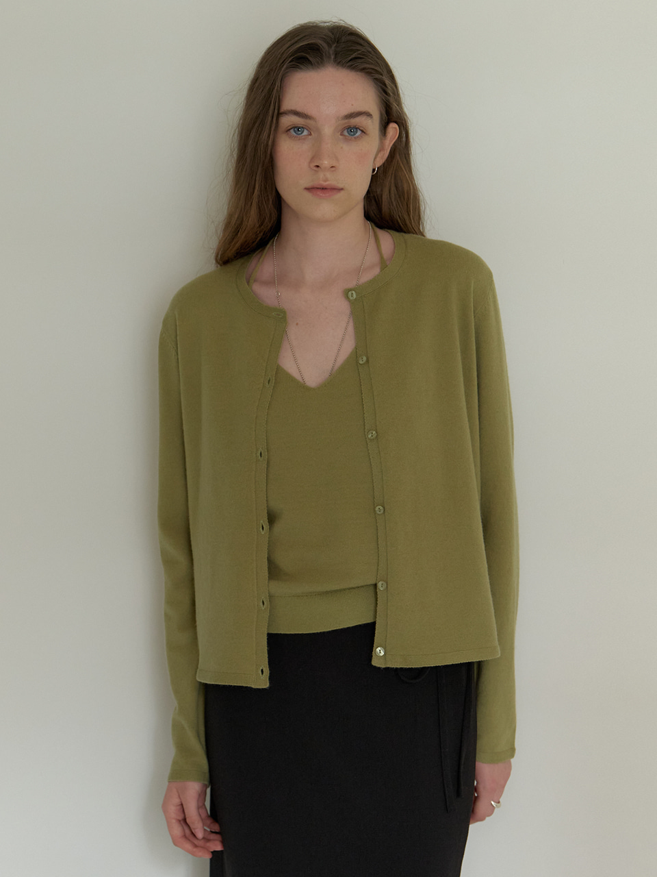 A 2-WAY CARDIGAN SET_KHAKI BROWN 사진 2/4