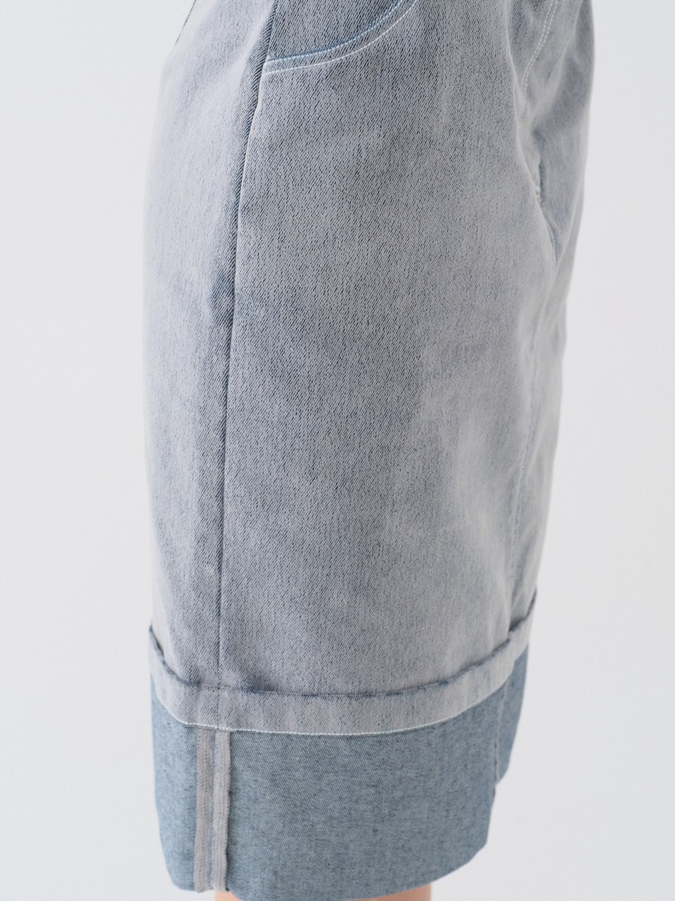 TURN-UP WASHED VELVET SKIRT_GRAY 사진 3/4