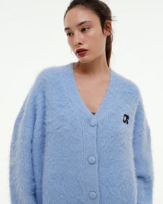 CENTAUR BULKY BRUSHED WOOL CARDIGAN_SKY BLUE