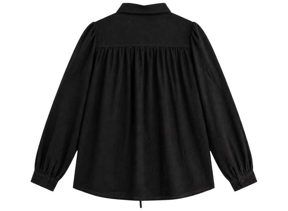 [9/11 예약발송] SHIRRING STRING BLOUSE_BLACK 사진 4/4