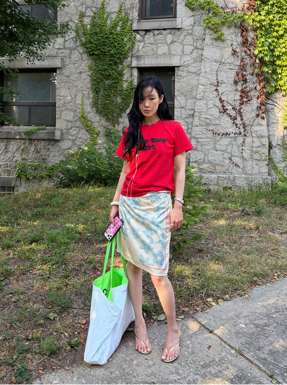 STUD HALF SLEEVE T-SHIRT_RED