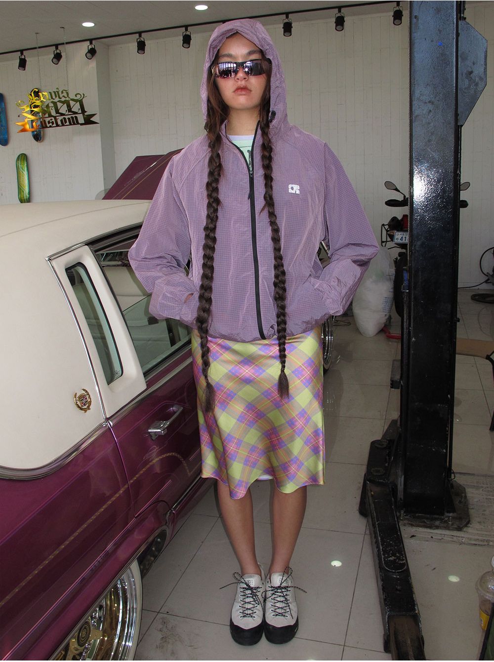 NYLON WINDBREAKER HOODED JACKET_PINK