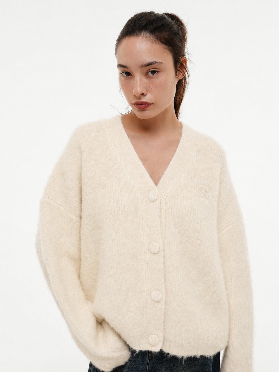 CENTAUR BULKY BRUSHED WOOL CARDIGAN_BEIGE 사진 4/4