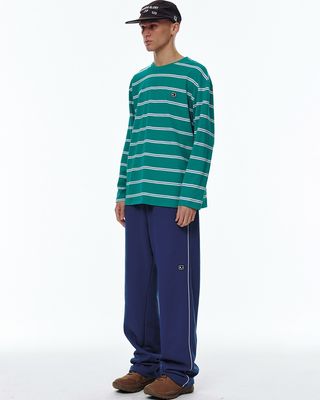 SIDE LINE WIDE SWEATPANTS_NAVY