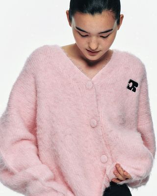 CENTAUR BULKY BRUSHED WOOL CARDIGAN_PINK