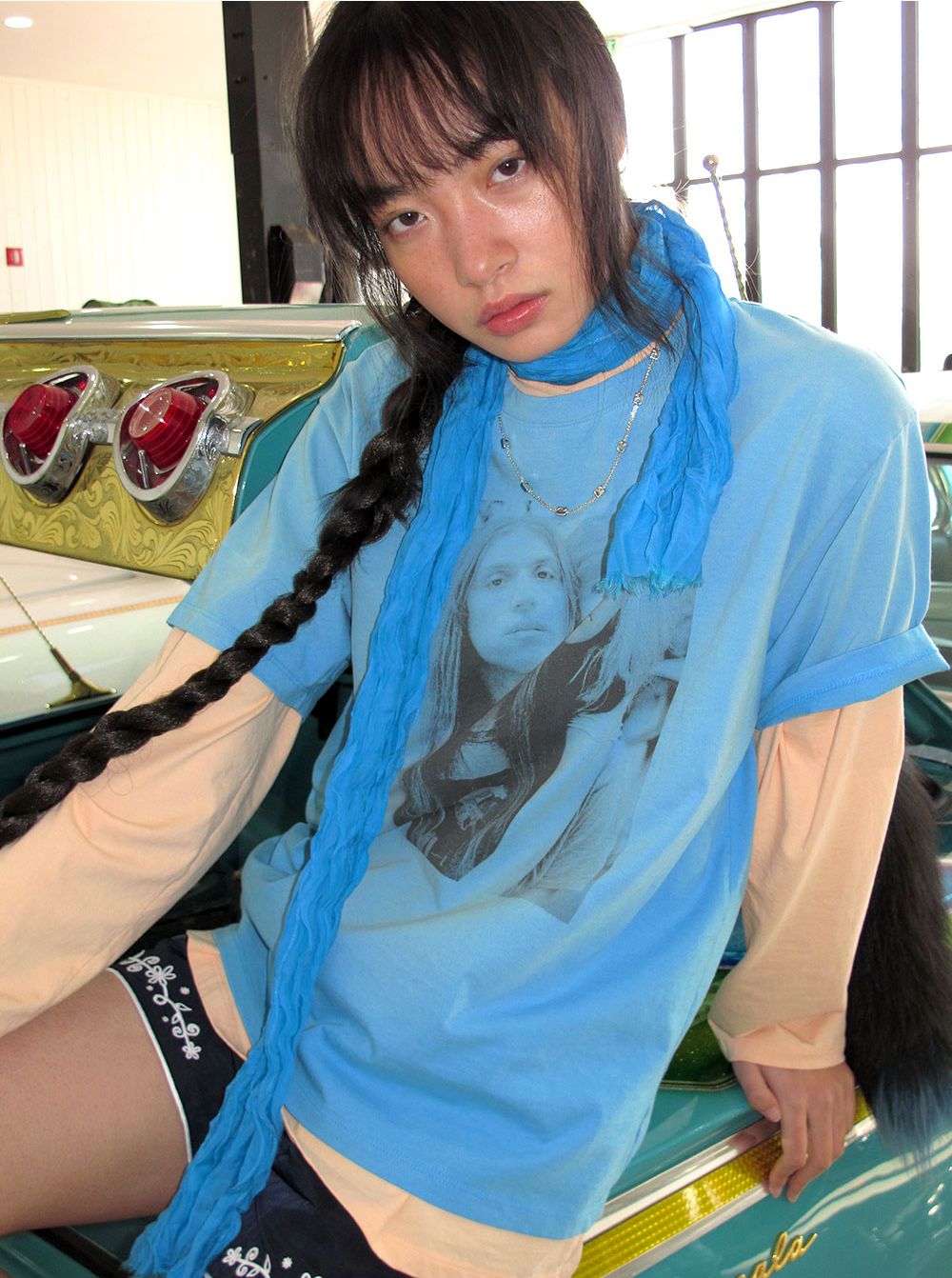 SILK COTTON WRINKLE SCARF_WATER