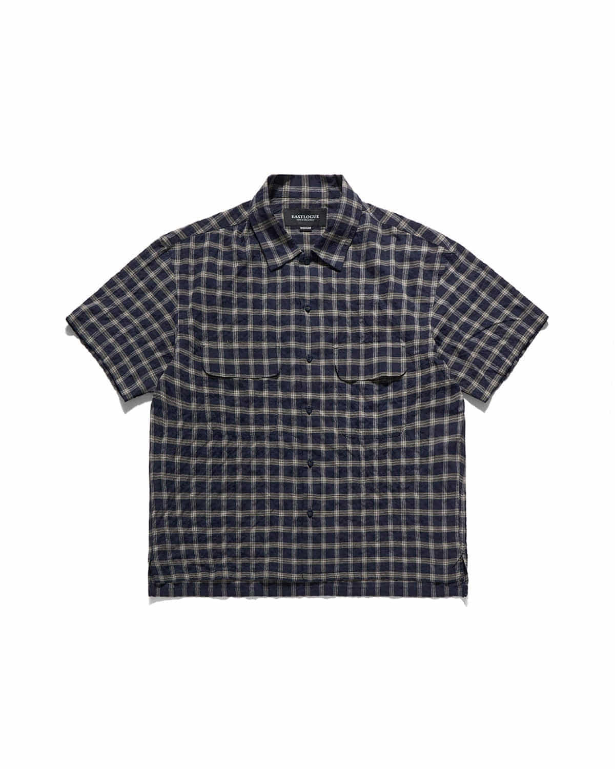 VOYAGE HALF SHIRTS / NAVY & BEIGE CHECK