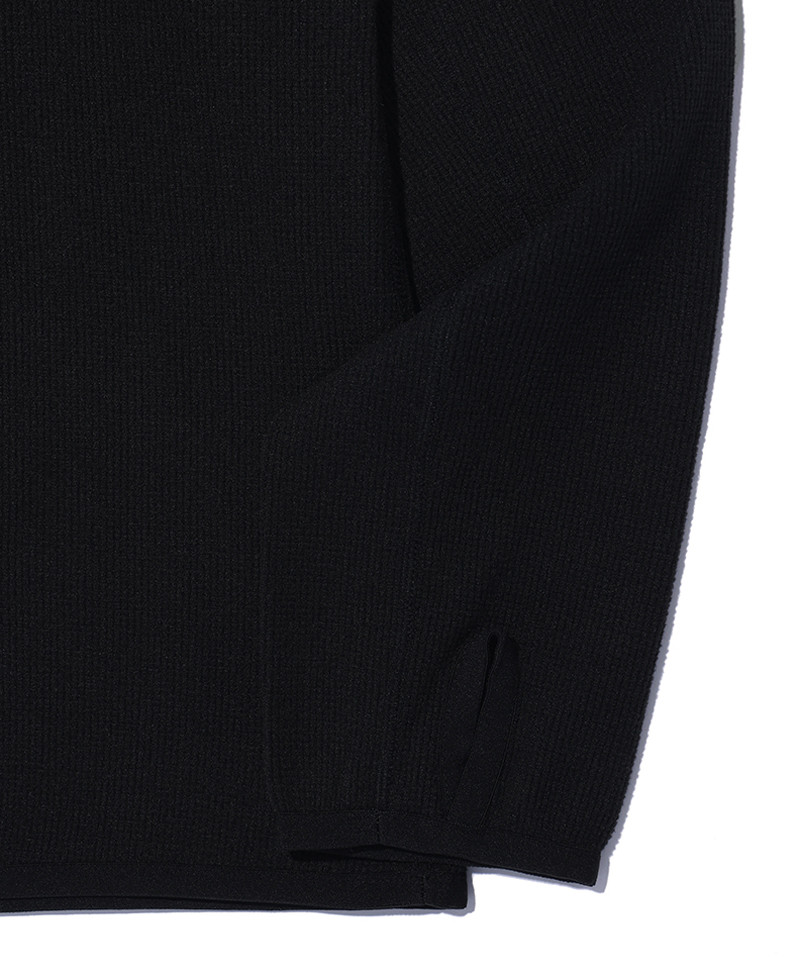 RELAXED WAFFLE KNIT HOODIE (BLACK) 사진 4/4