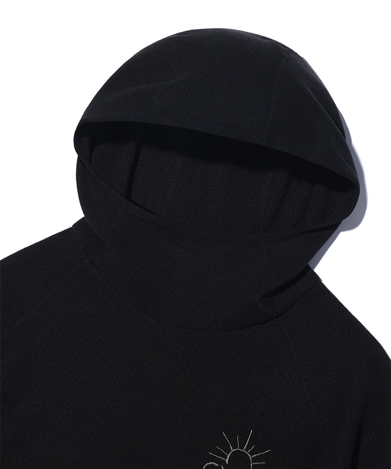 RELAXED WAFFLE KNIT HOODIE (BLACK) 사진 2/4