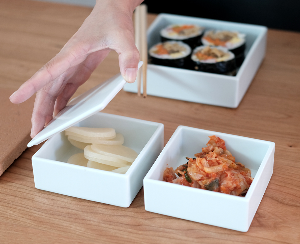 [호리에] 사각 백자 찬합 (3size) 사진 2/4