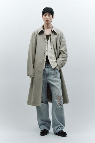 [UNISEX] 피그먼트 워시드 발마칸 코트 GREY BEIGE