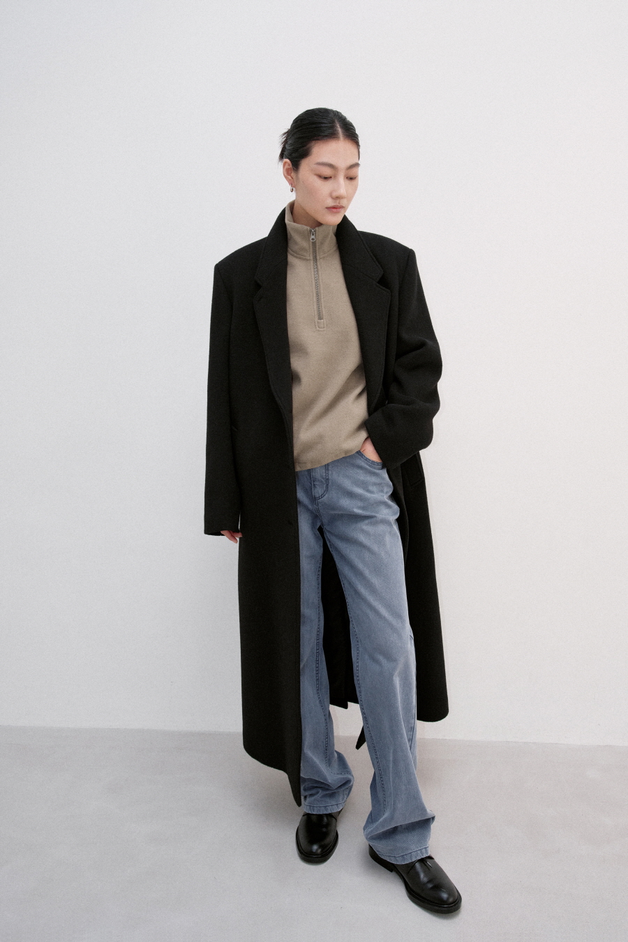 클래식 맥시 코트 BLACK