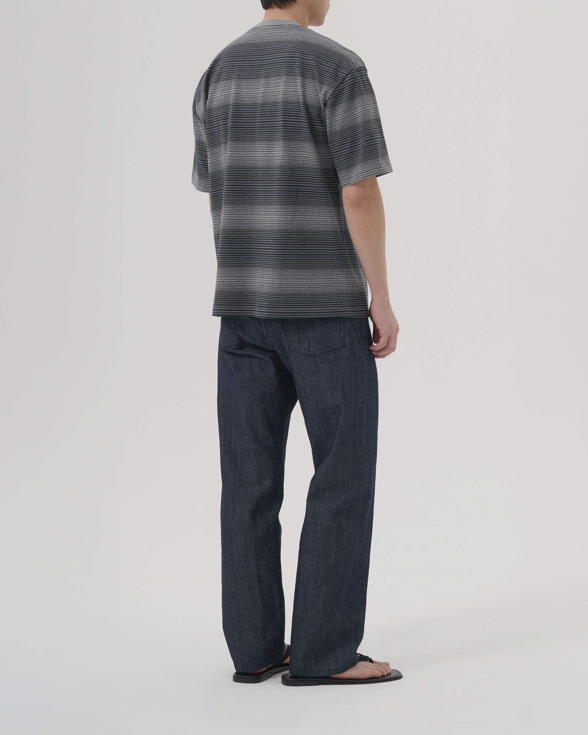 GRADIENT STRIPE T SHIRT - GREY OLIVE 사진 2/4