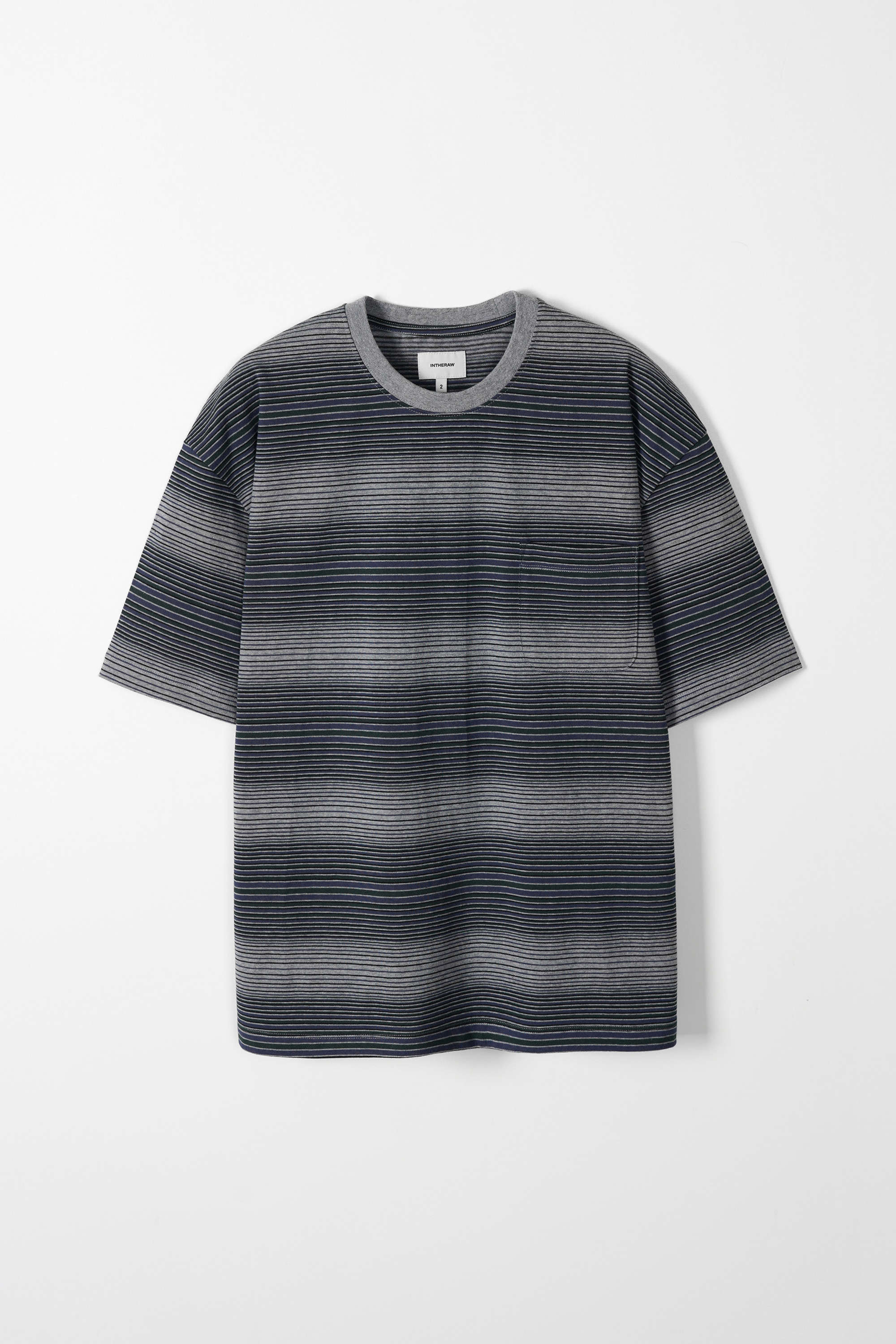 GRADIENT STRIPE T SHIRT - GREY OLIVE 사진 4/4