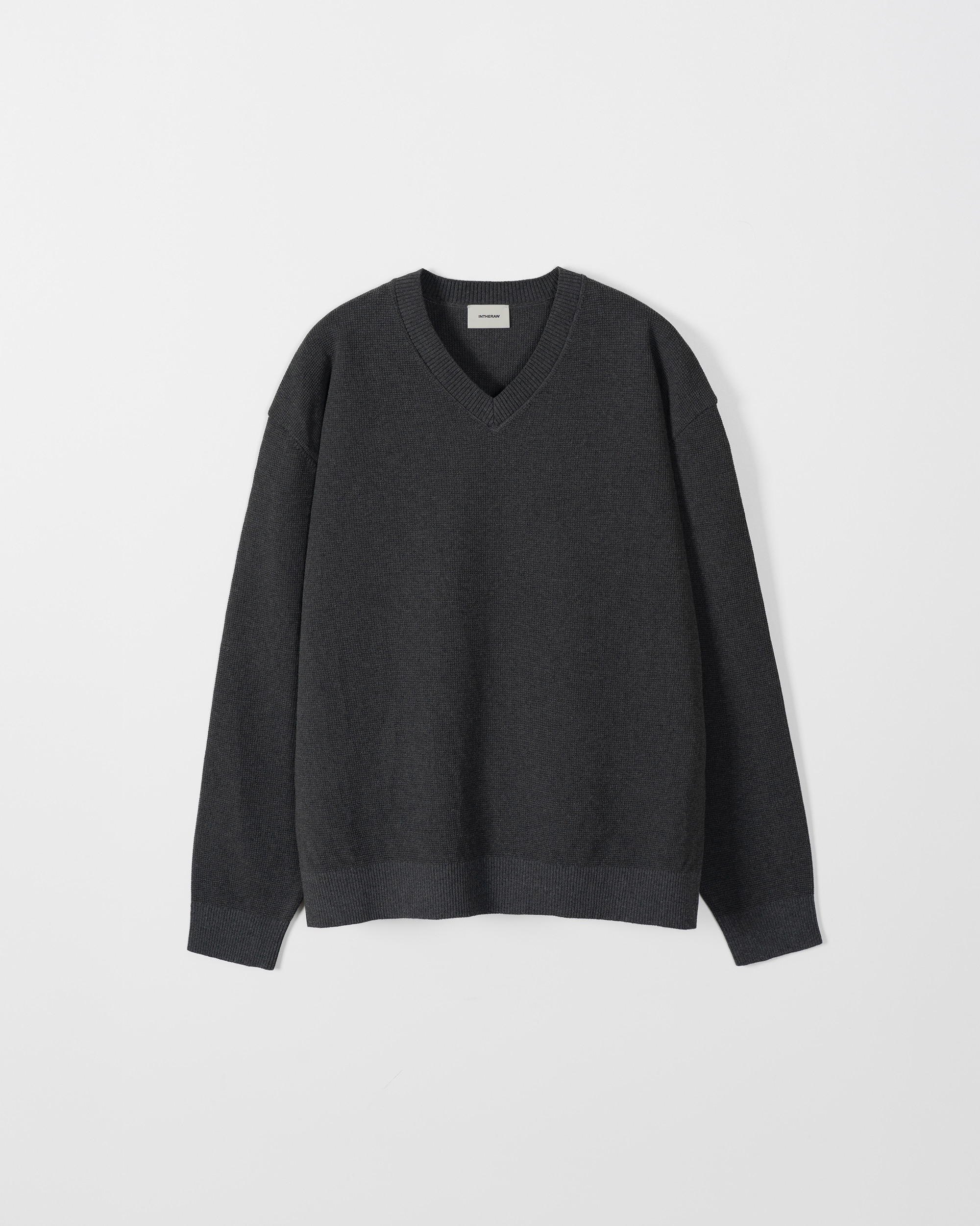 GRAIN COTTON KNIT V NECK - CARBON GREY 사진 4/4