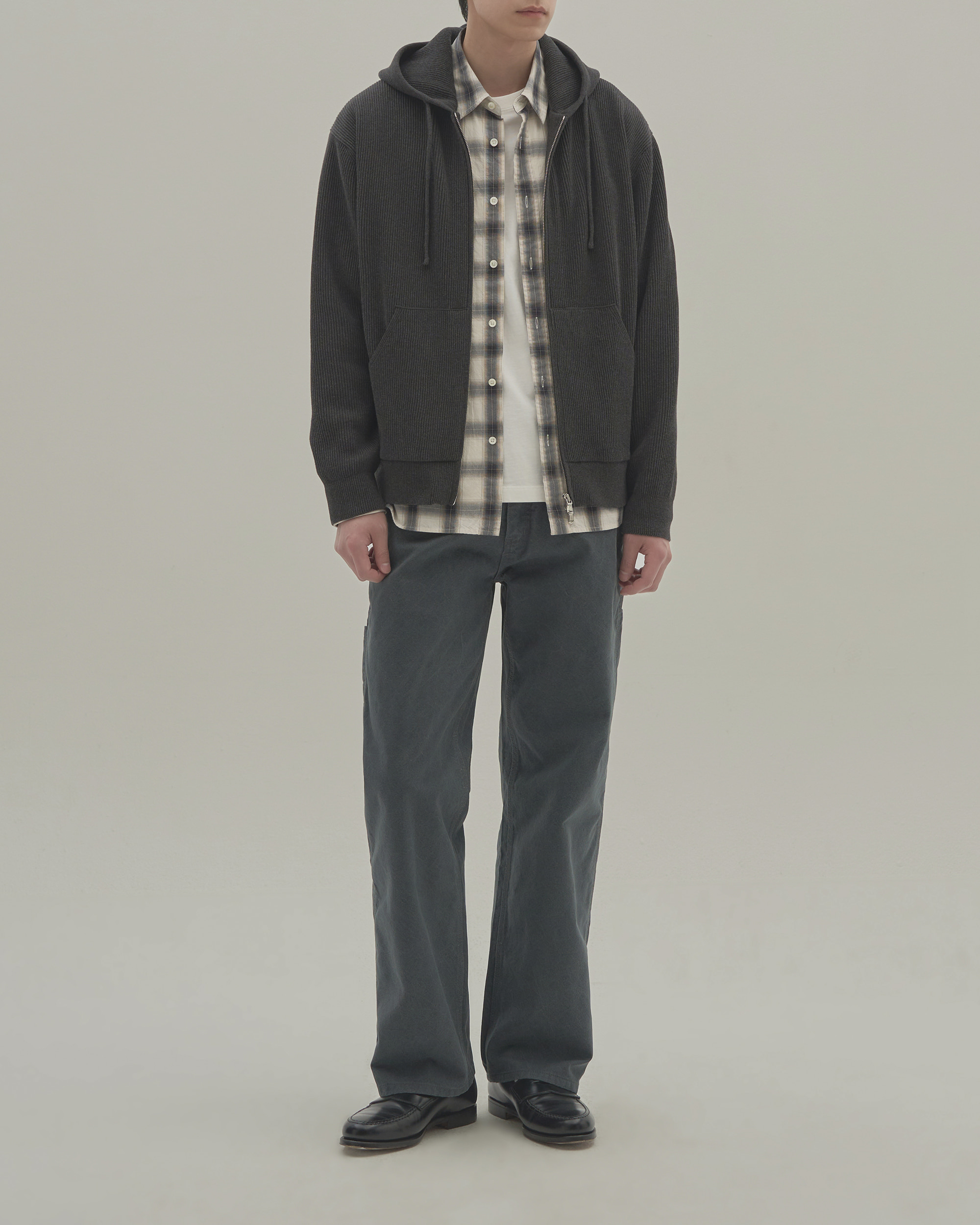 ROBYN HOODED ZIP KNIT PARKA - CARBON GREY 사진 2/4