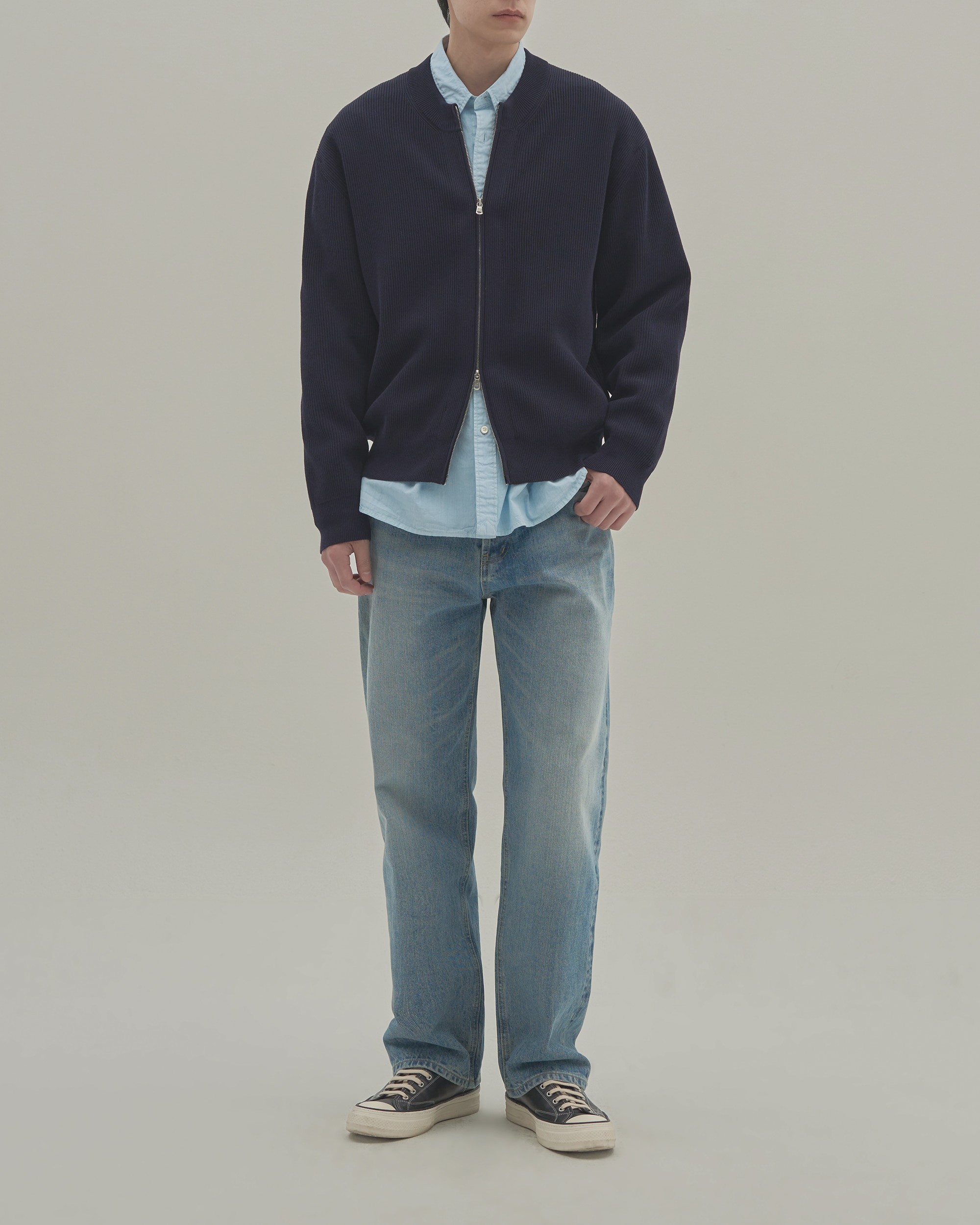 JOEY ROUND ZIP KNIT PARKA - DEEP NAVY 사진 2/4