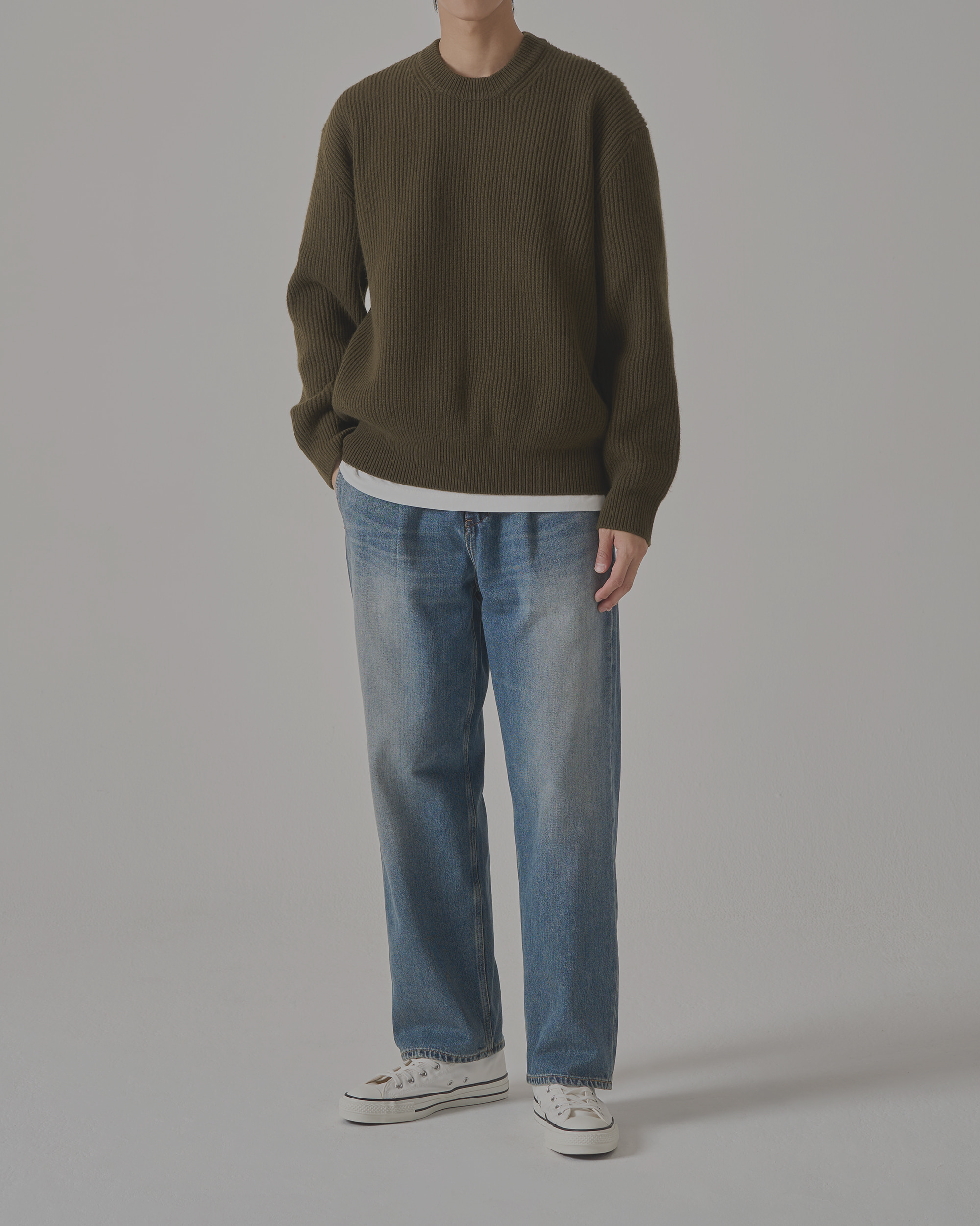 MARTIN WOOL KNIT CREWNECK - DEEP OLIVE 사진 3/4