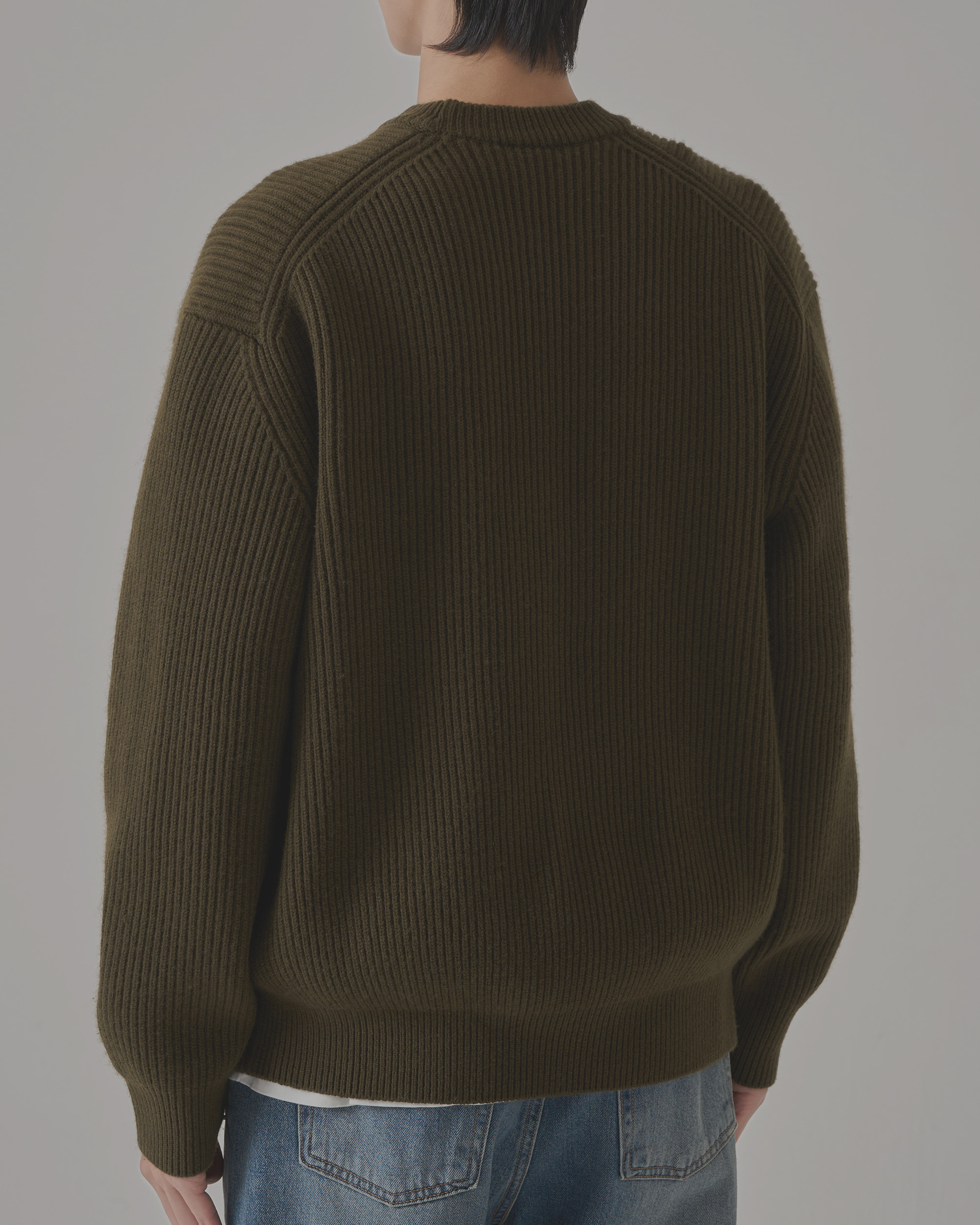 MARTIN WOOL KNIT CREWNECK - DEEP OLIVE 사진 2/4