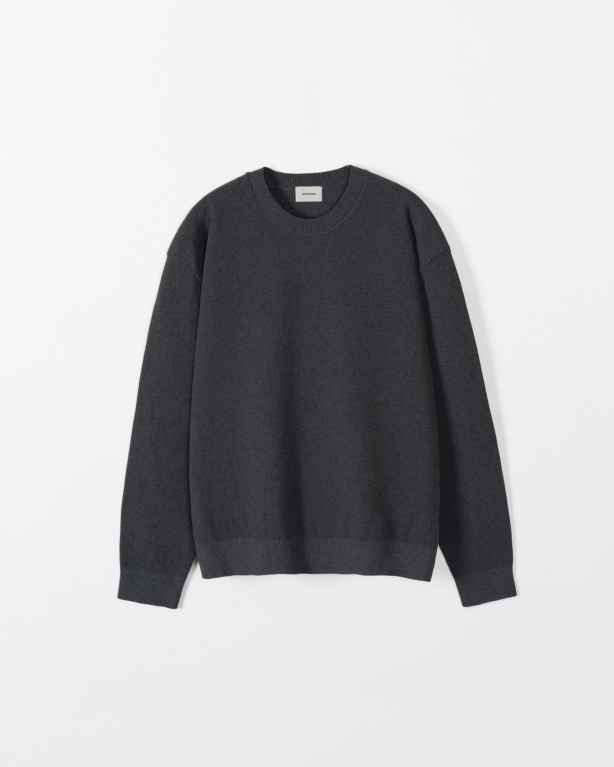 GRAIN COTTON KNIT CREWNECK - CARBON GREY 사진 4/4