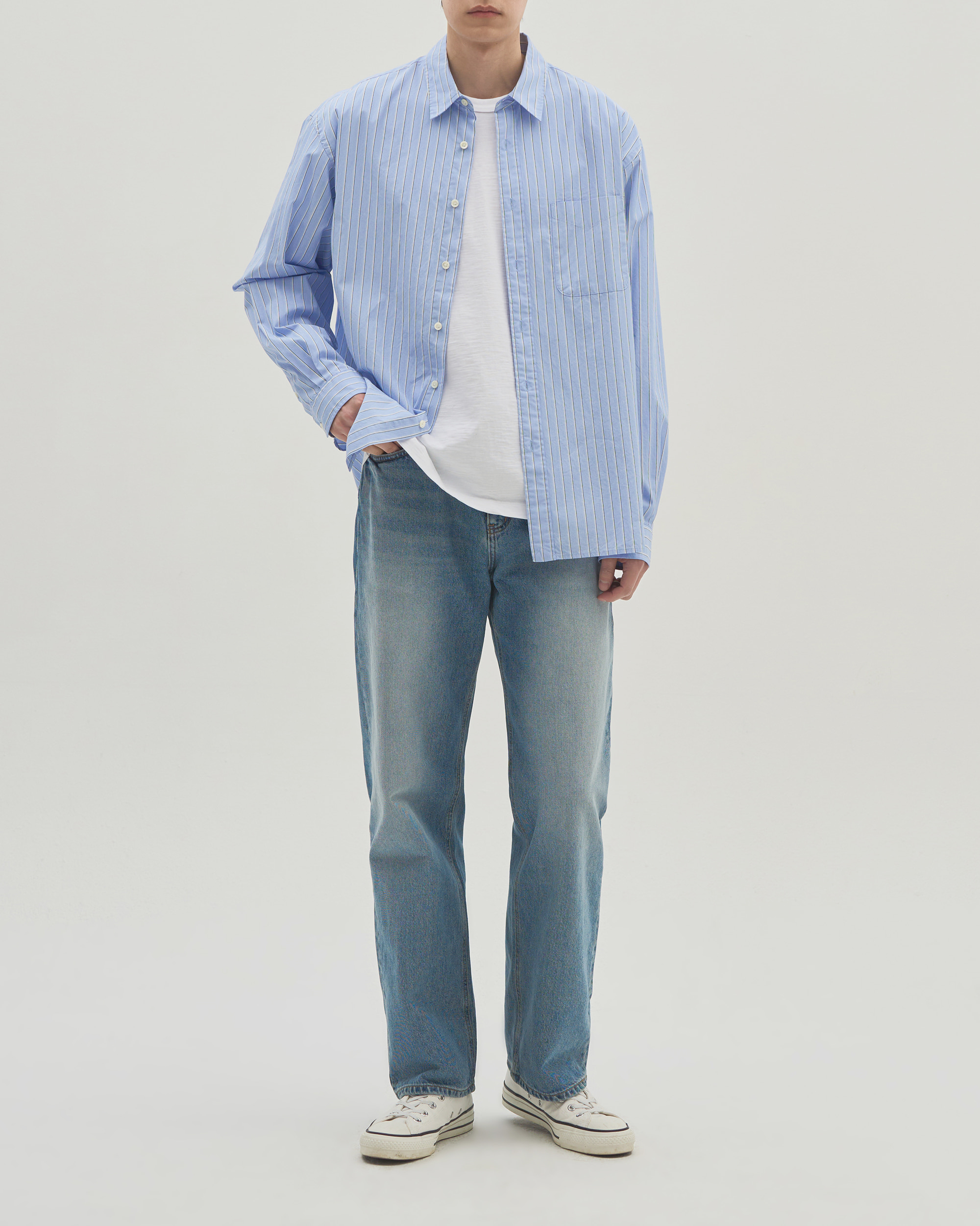 SUPERIOR STRIPE SHIRT - SAX BLUE 사진 1/4