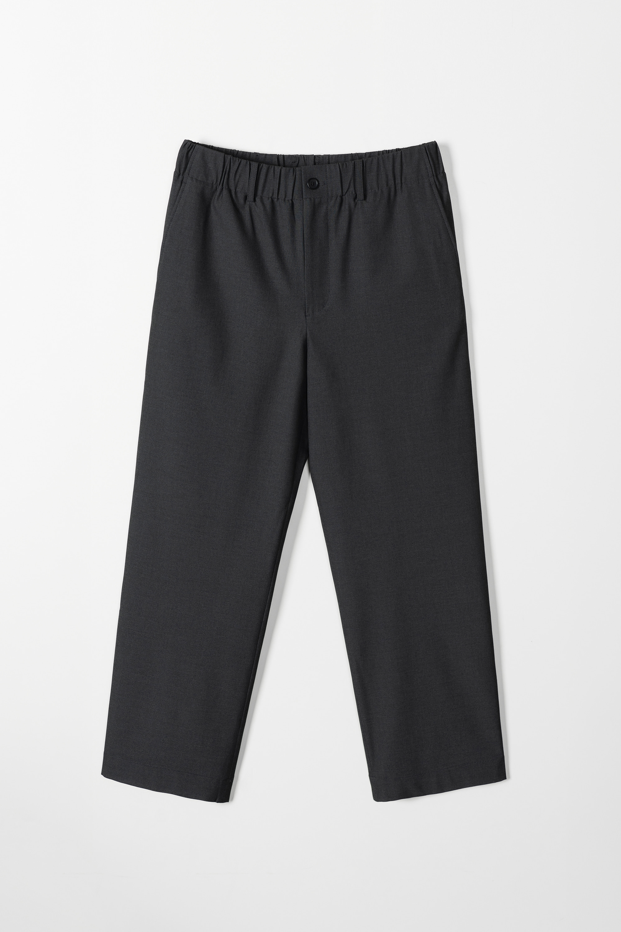 DRAPE ELASTIC SLACKS - ANTHRACITE