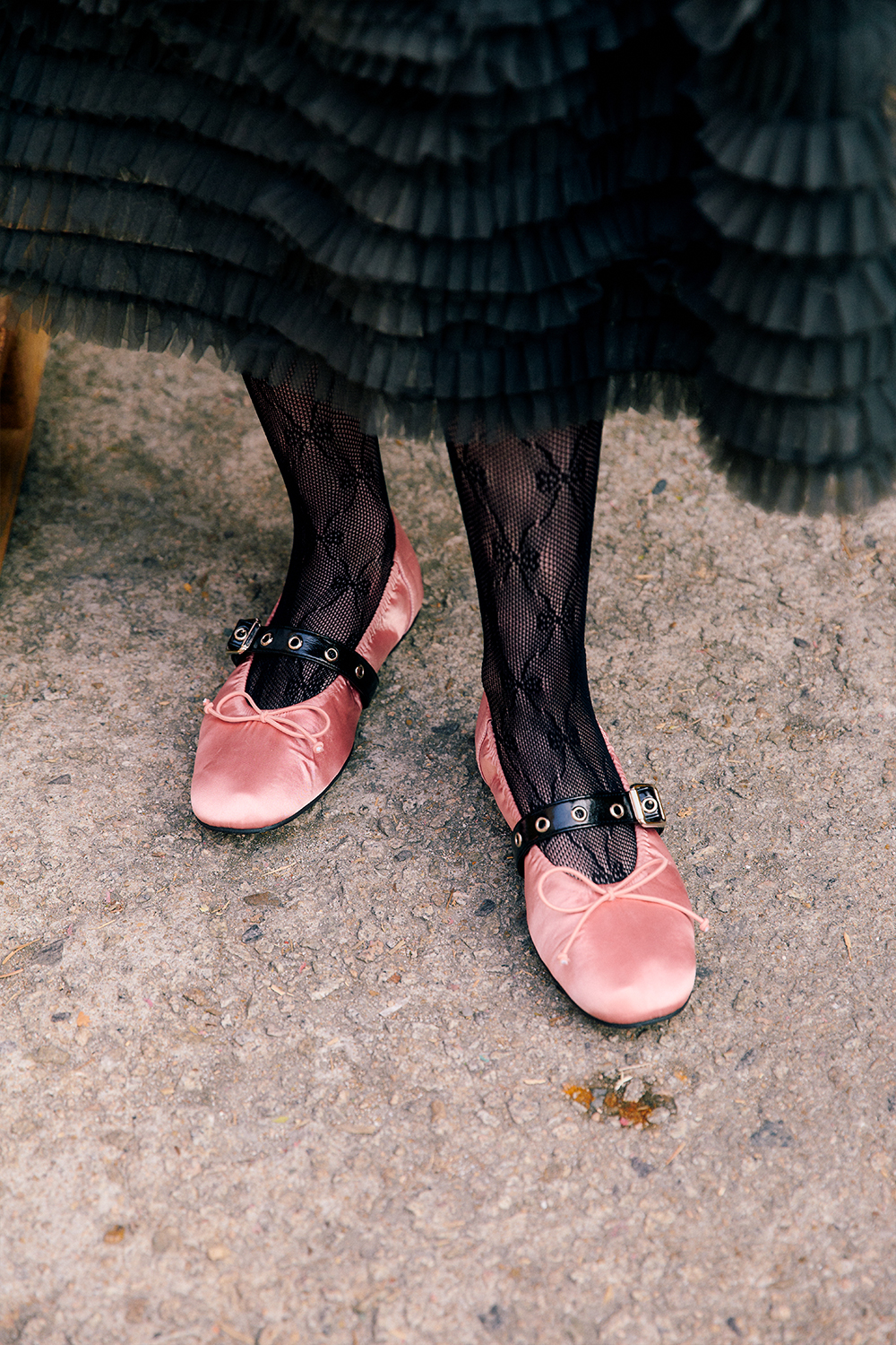 SATIN SHIRRING BALLERINA FLATS / PINK