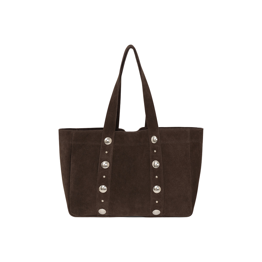 SUEDE STUDDED BAG / BROWN