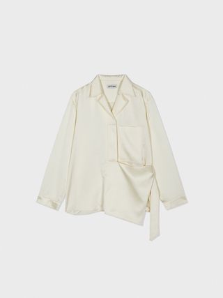 Satin Stitch Strap Shirt_Cream