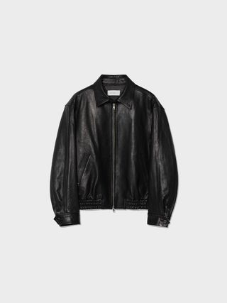 Lambskin Leather Harrington Jacket_Black