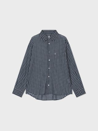 Oversized Lc Sheer Checked Shirt_Navy