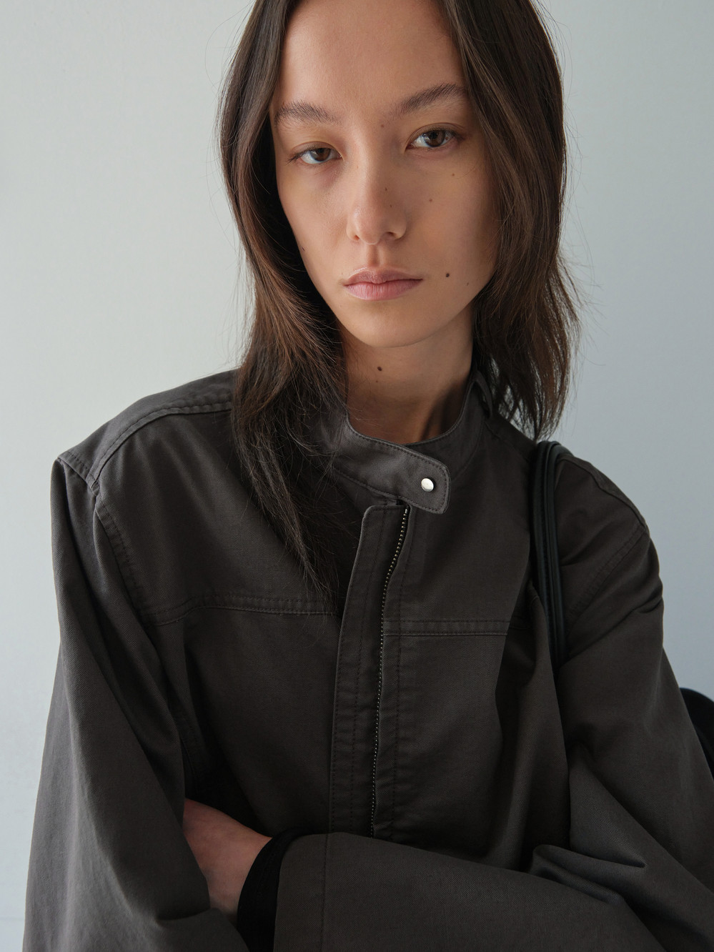 Washed Cotton Biker Jacket_Charcoal