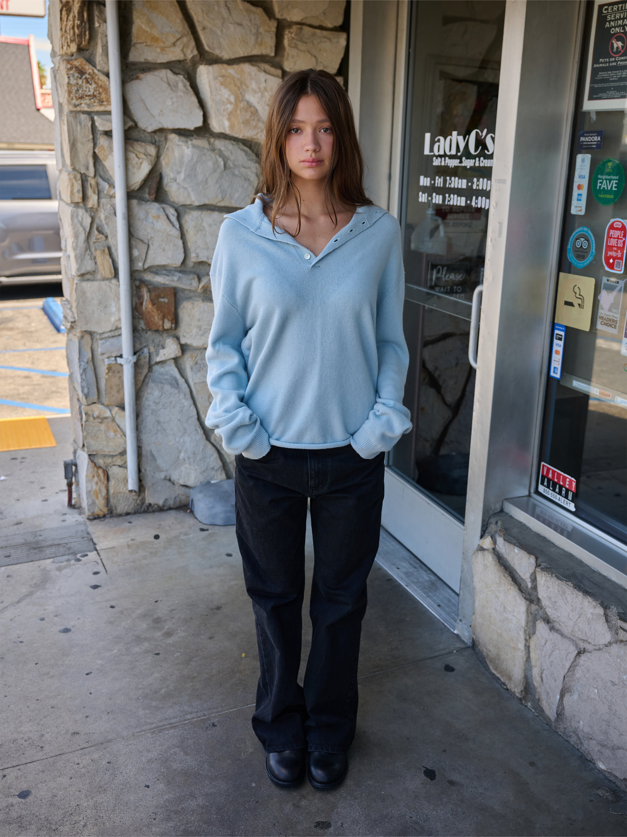 Wool Blend High-Neck Sweater_Sky Blue 사진 2/4