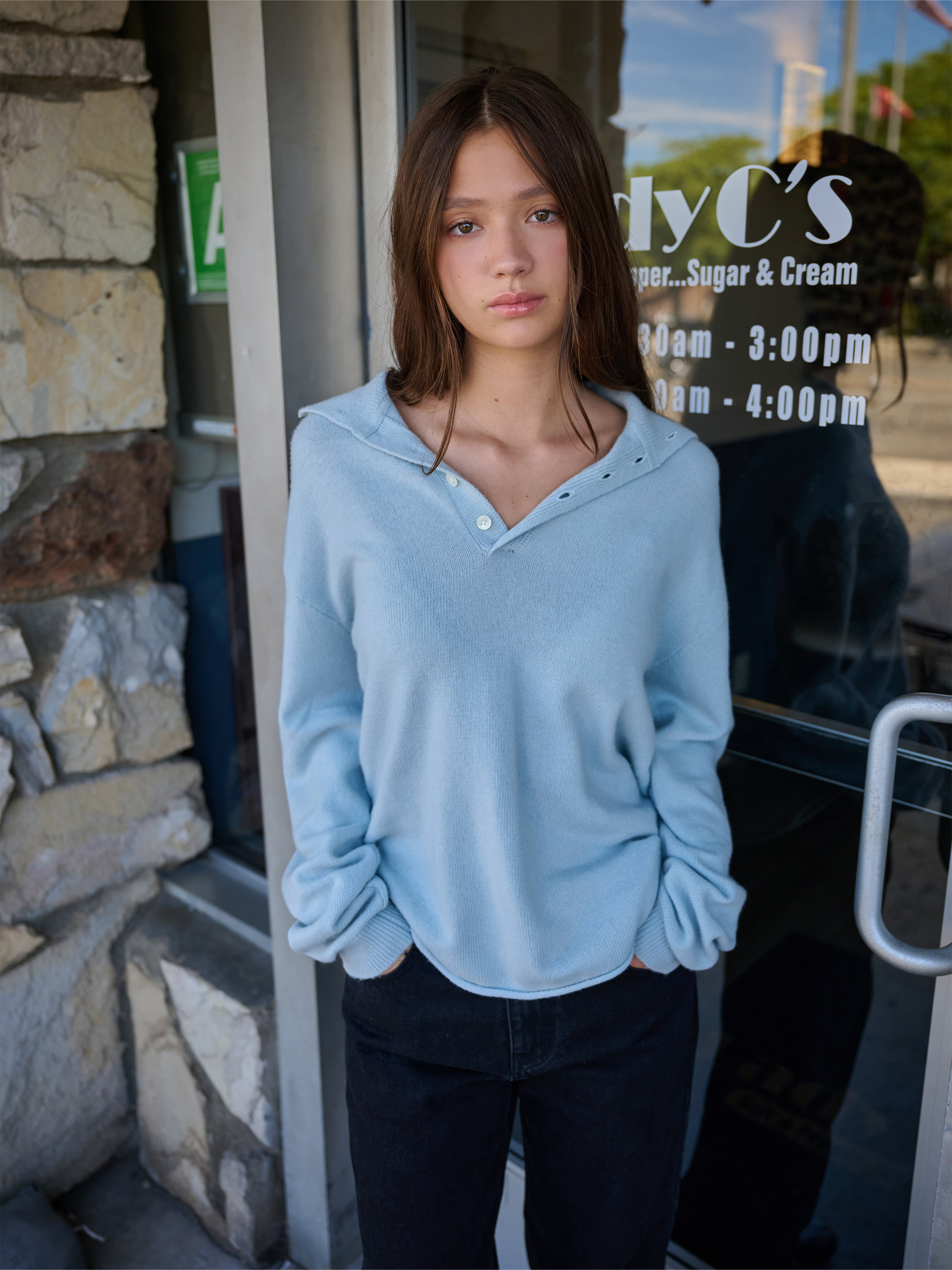 Wool Blend High-Neck Sweater_Sky Blue 사진 3/4