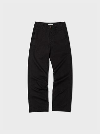 Washed Cotton Straight-Fit Pants_Black