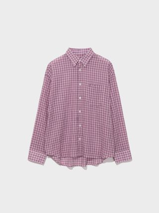 Oversized Lc Sheer Checked Shirt_Pink