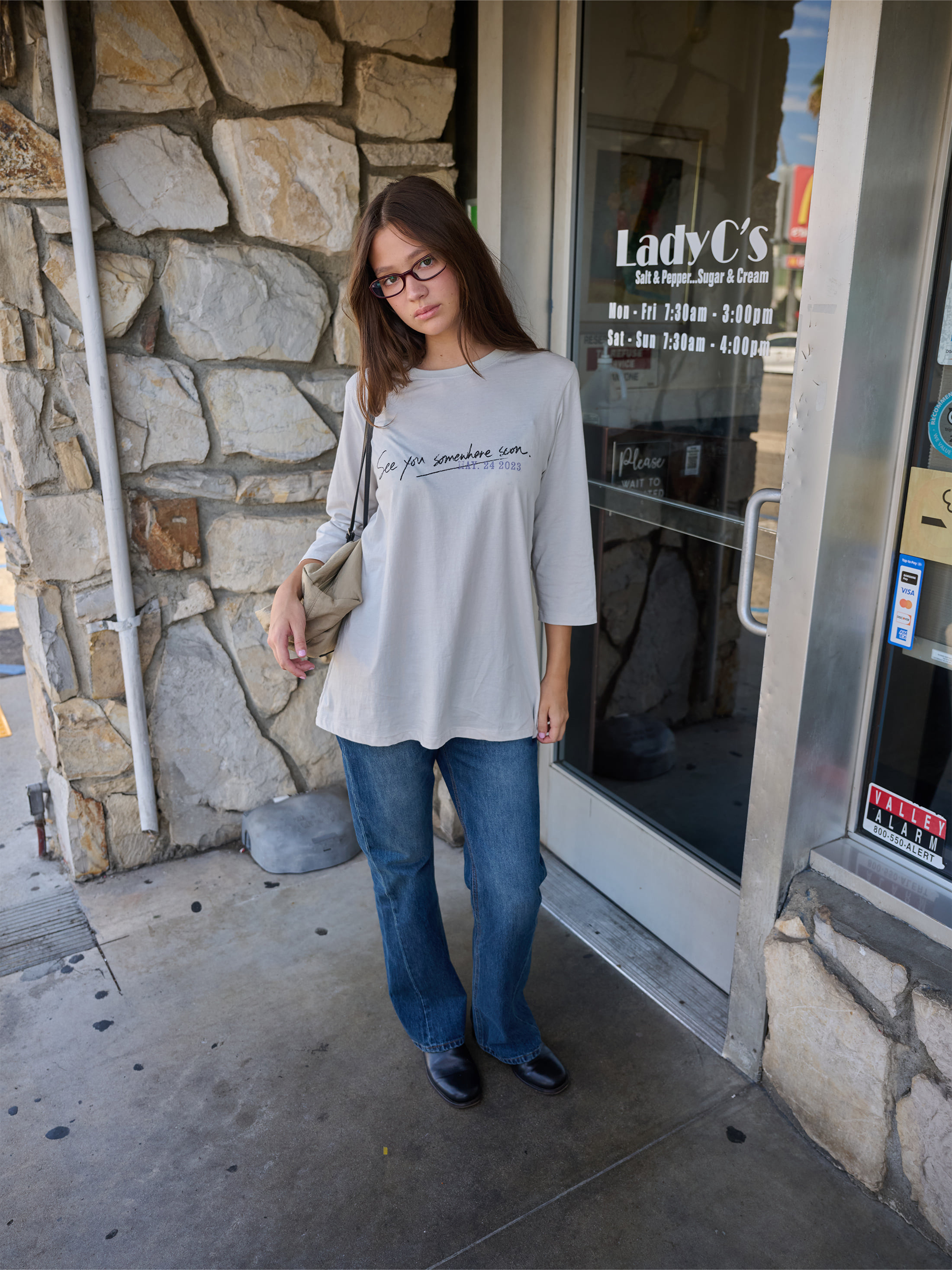 Lettering Long Tee_Fog Beige 사진 2/4