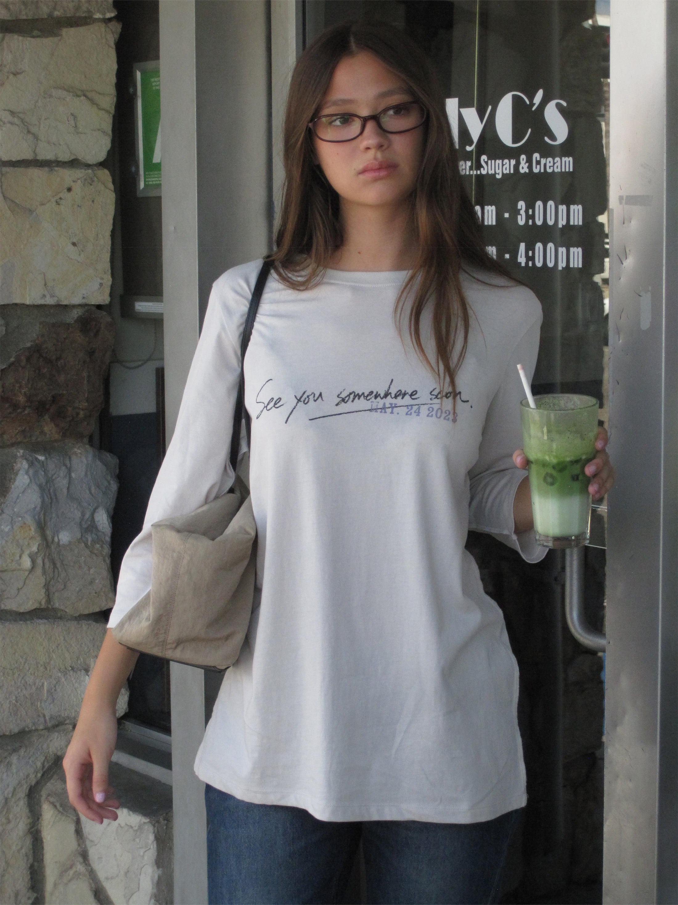 Lettering Long Tee_Fog Beige 사진 3/4
