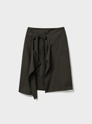 Draped Wrap Cotton Skirts_Charcoal