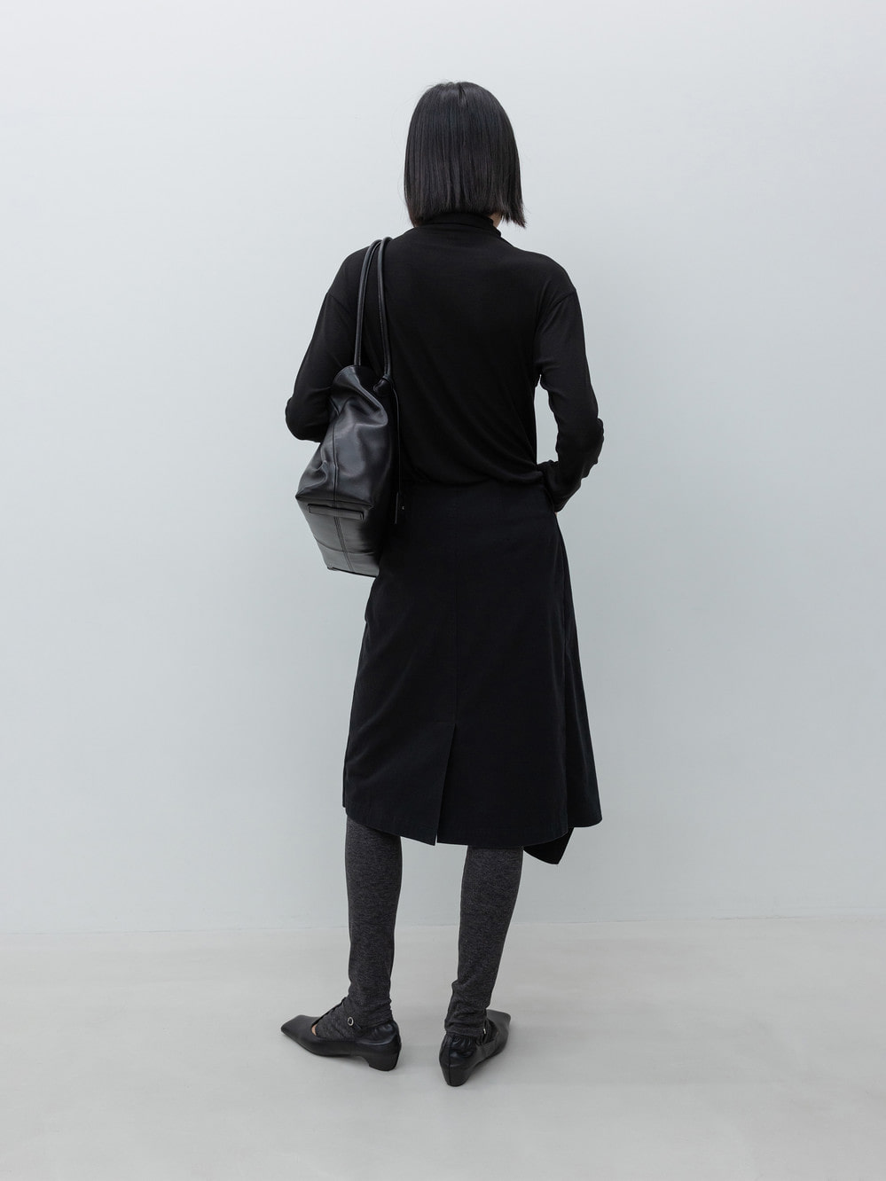 High-Neck Wool Jersey Top_Black