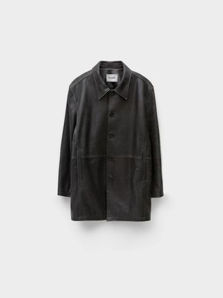 Real Leather Half Coat_Black (M)